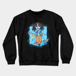 Cute Skeleton Indian Lady-  Dia De Los Muertos - scooter Ride Along Crewneck Sweatshirt